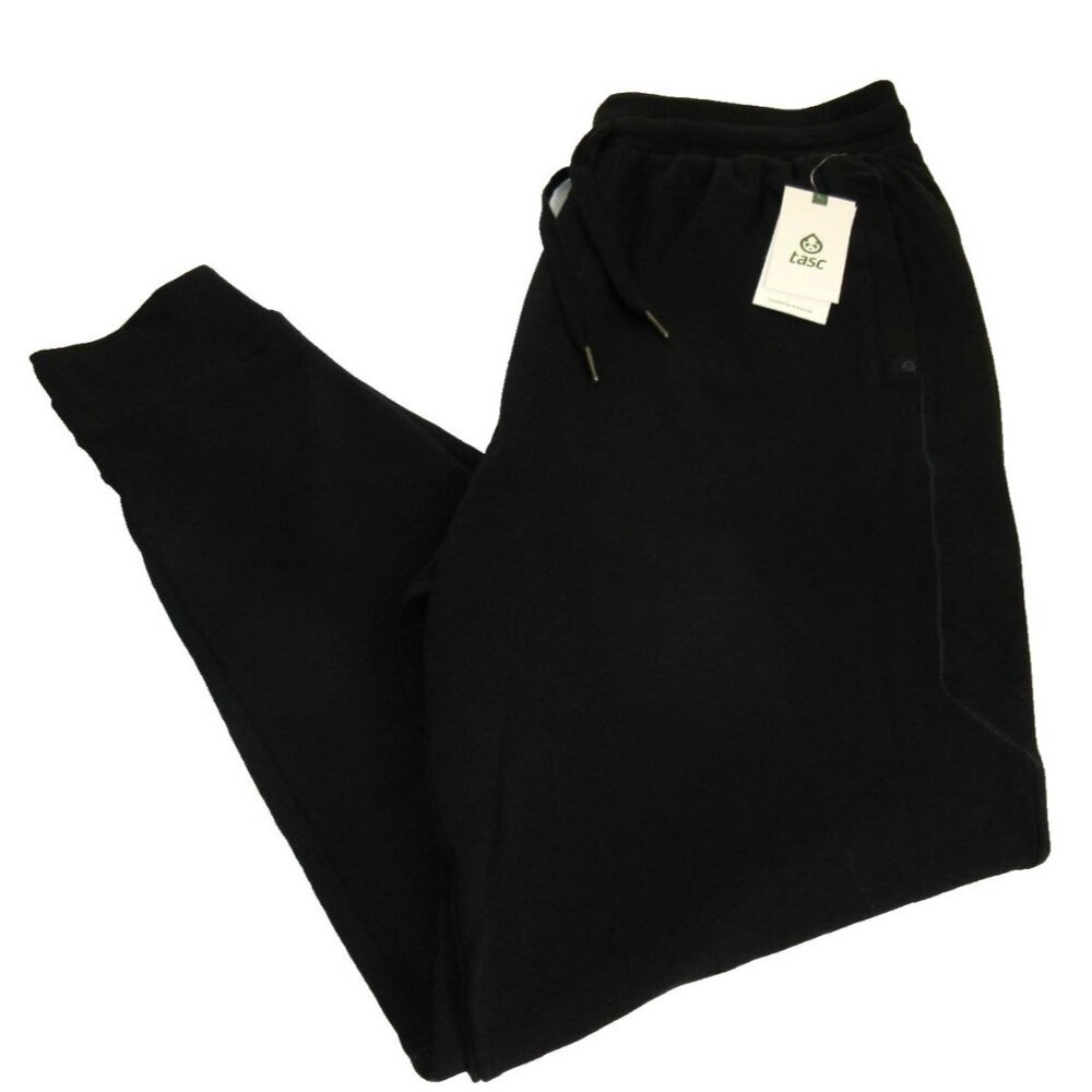 Tasc Performance Men's Varsity Fleece French Terry Jogger Pants Black NWT